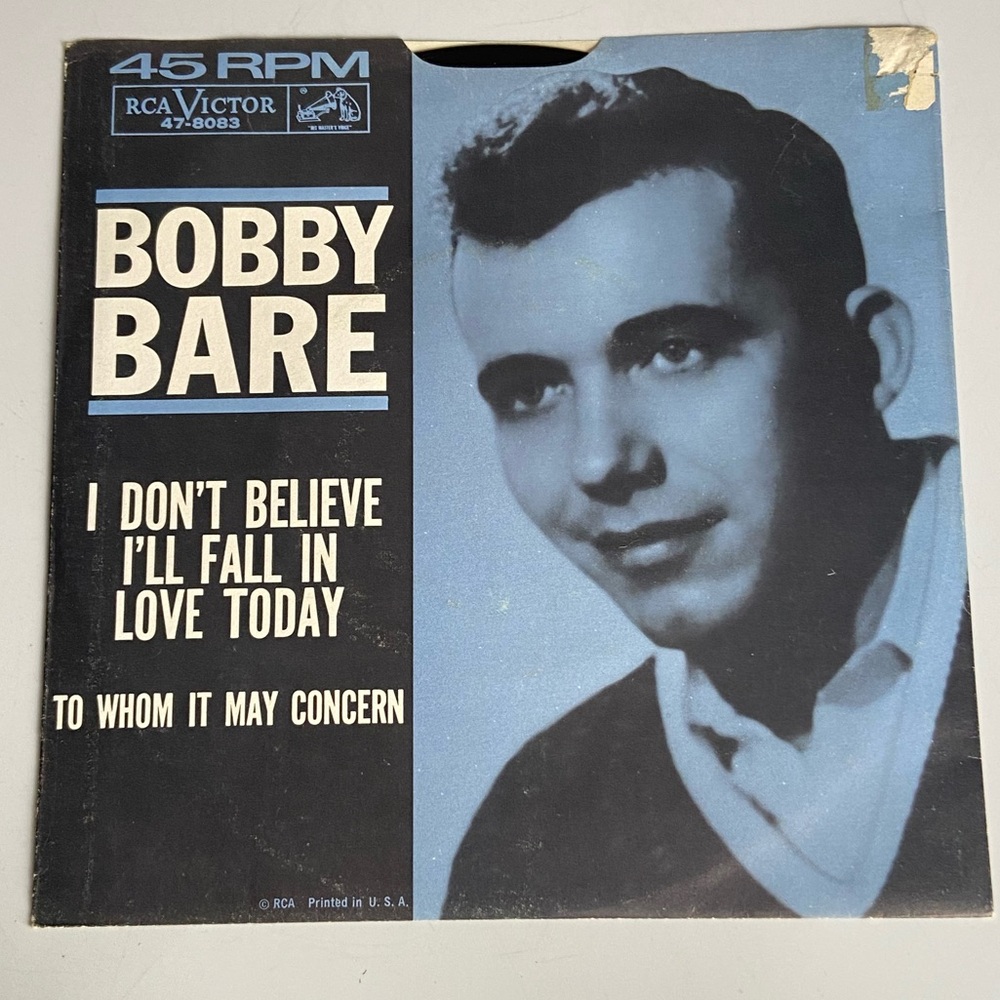 Bobby Bare I Don't Want to Fall in Love Today 45 Vinyl Single